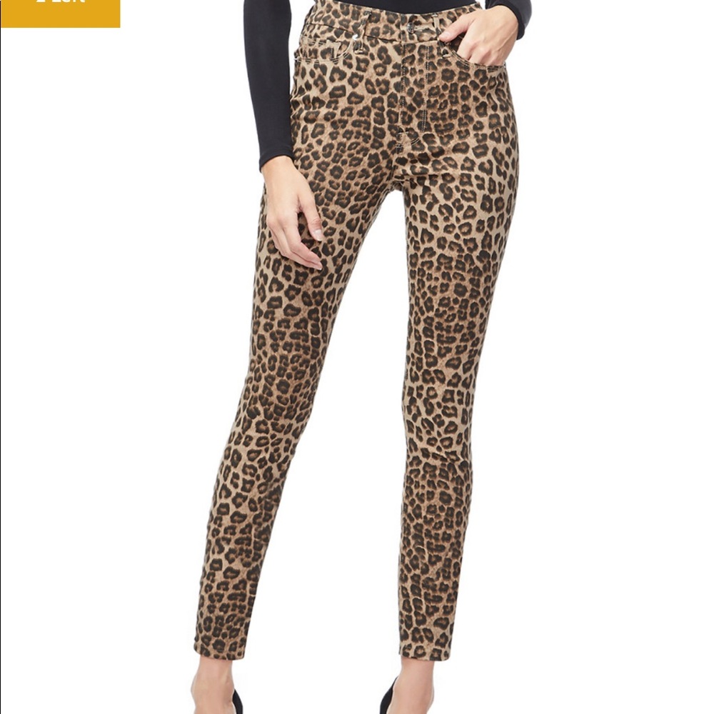 Good American Good Waist Leopard Skinny Leg